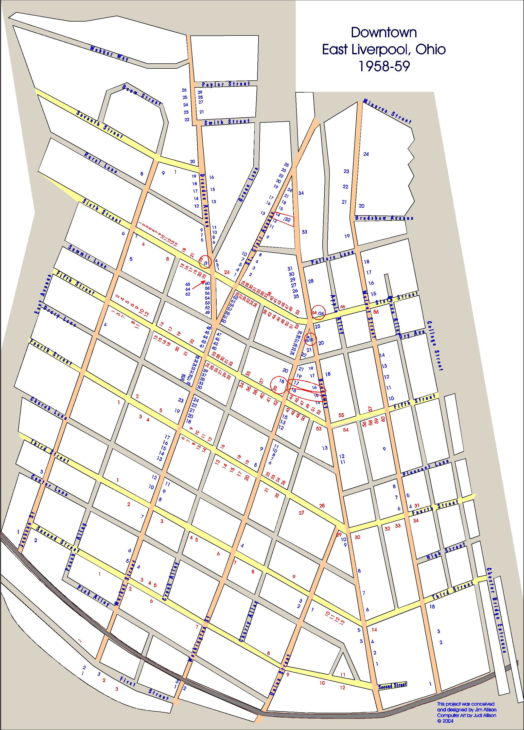 Map ELO -- 1958 downtown