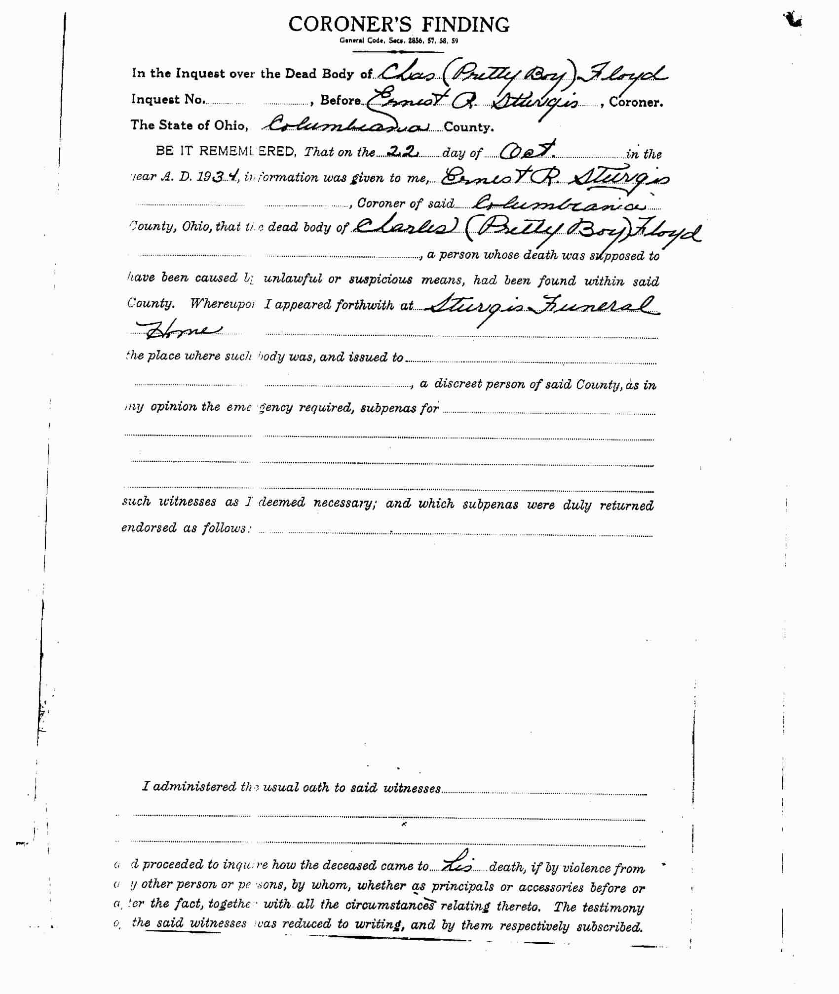 Page 2 of the Coroner's report